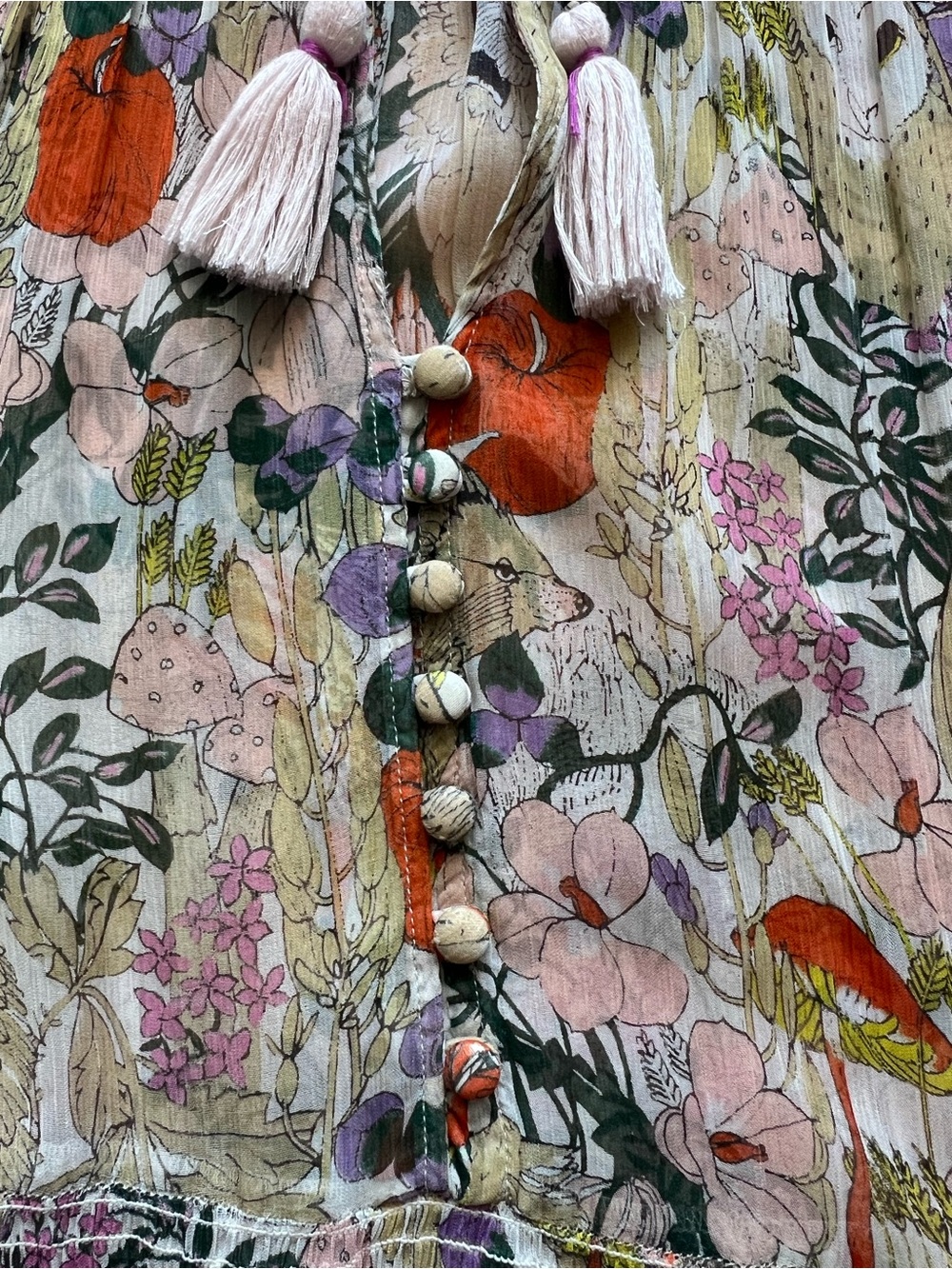 Anthropologie Marais Owl Print Boho Tiered Maxi Dress 1X - Picture 11 of 16